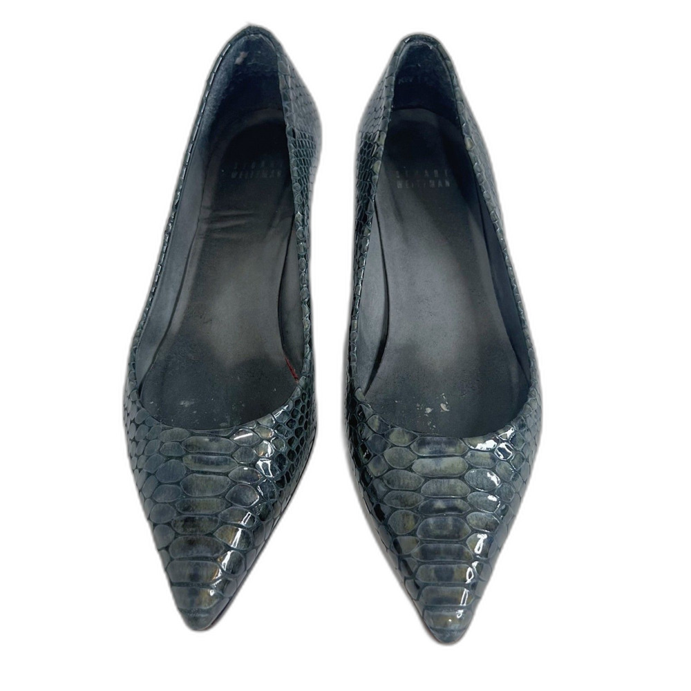 Y2k Stuart Weitzman Grey Python Snakeprint Leathe… - image 3